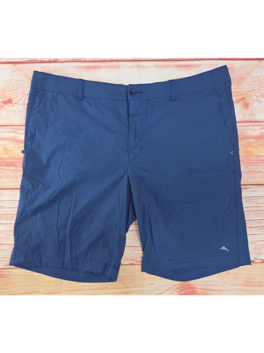 Tommy Bahama Mens Blue Check Nylon Stretch Shorts 42 Lightweight & Comfortable